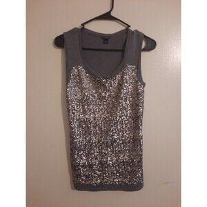 Ann Taylor XS Gray Sequin Tank Top – Sparkly Sleeveless Blouse